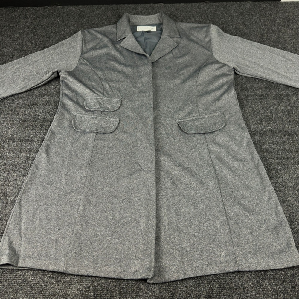 Hollywood & Vine Women Grey Longline Button Front Jacket Plus Size 2X